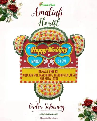 Karangan Papan Bunga Pernikahan di Mangguh